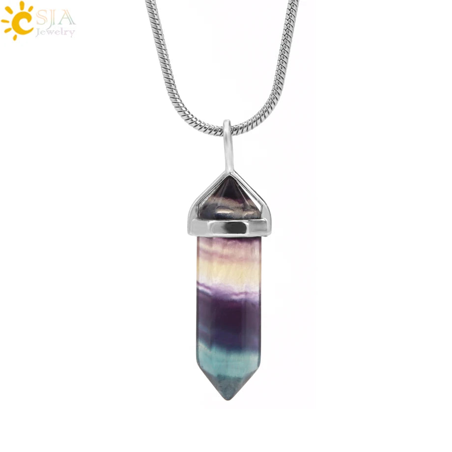 Fluorite Crystal Pillar Necklace