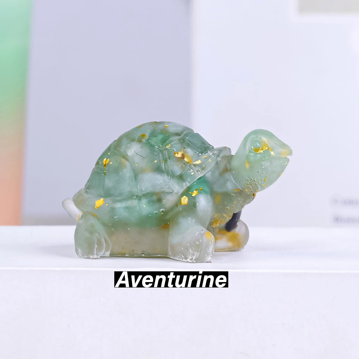 Natural Crystal Stone Turtle Statue — Reiki Figurine & Feng Shui Decor
