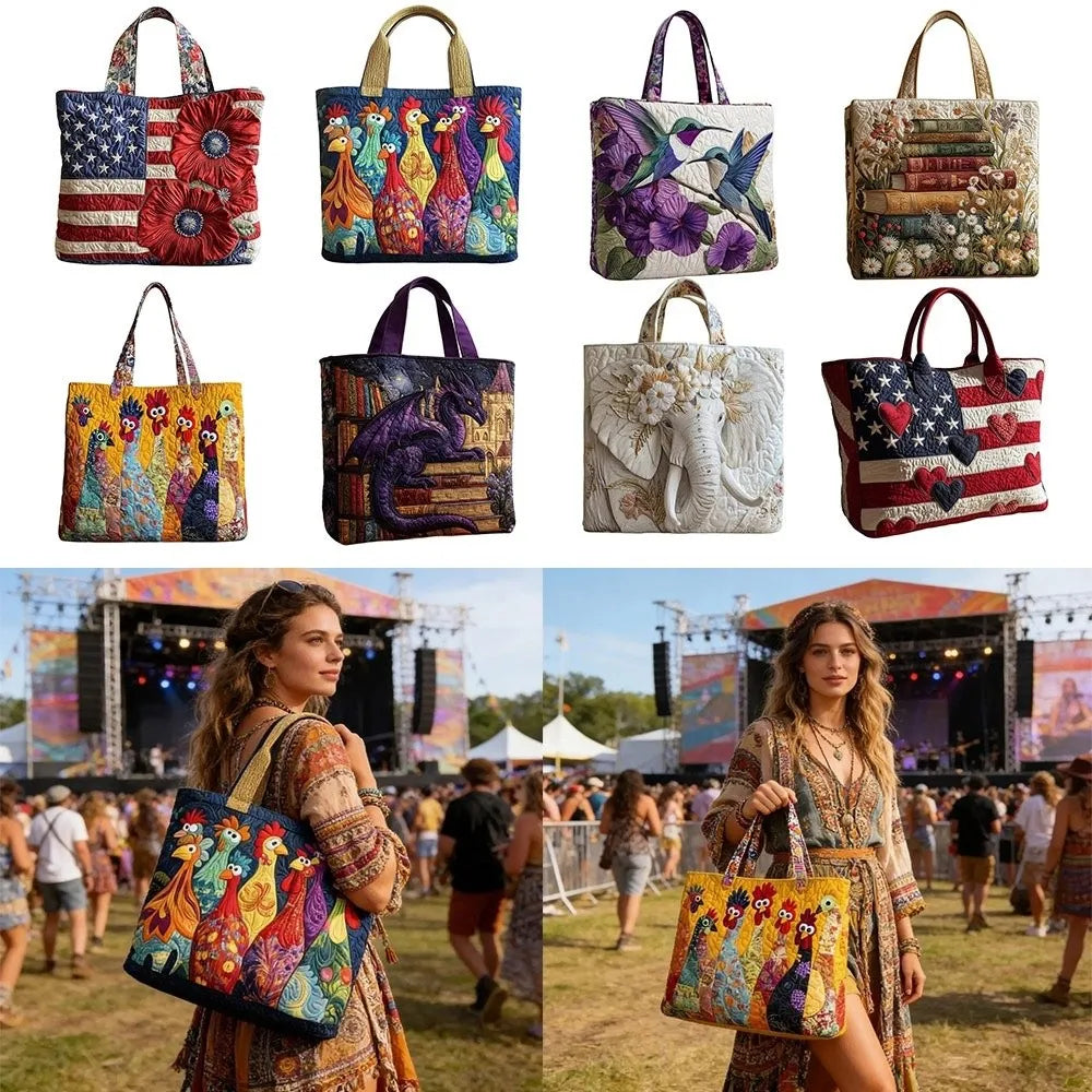 Quilted Tote Bag | Vintage-Style Large Capacity Everyday Handbag