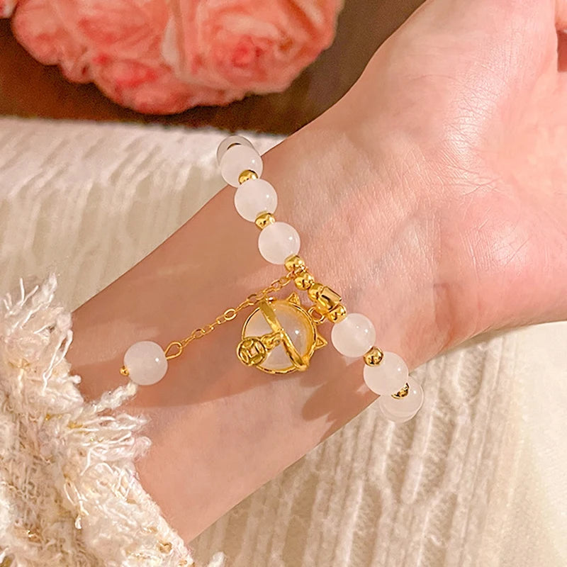 Cat Charm Beaded Bracelet