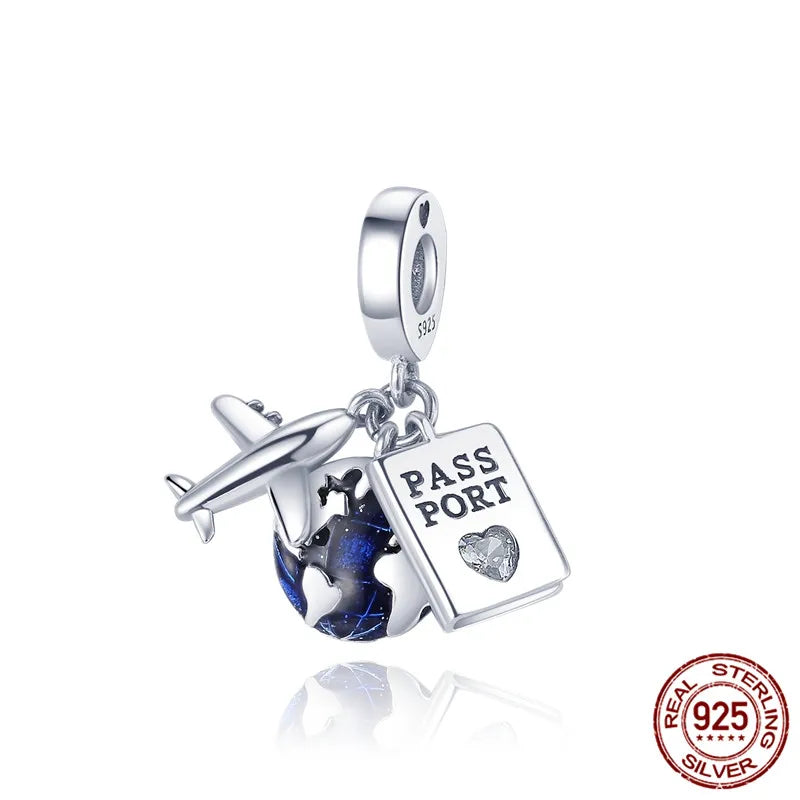 925 Sterling Silver Charm Holder Set – Bag Charm & Key Ring for DIY Jewelry