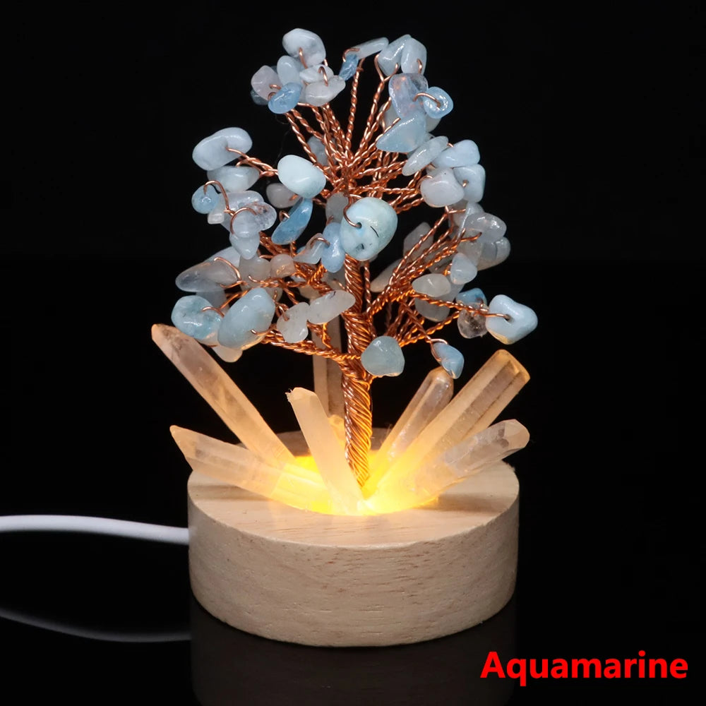 Crystal Tree Lamp – Natural Stone Reiki Healing Décor