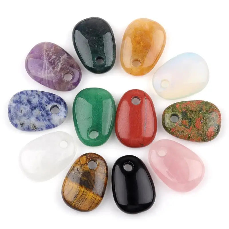Natural Crystal Oval Pendant Charm | 25x35mm Stone Charm for DIY Jewelry Making
