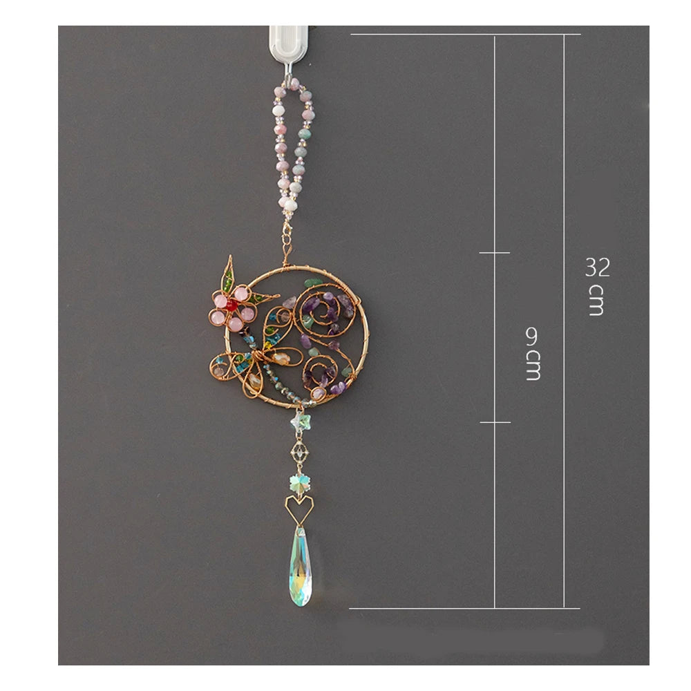 Handcrafted Crystal Wire Suncatcher — Celestial & Nature Prism Pendant
