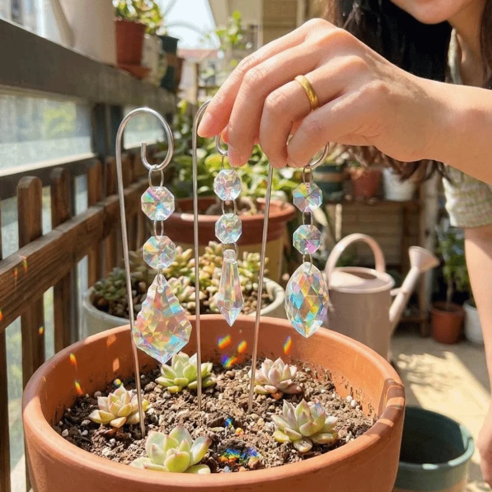 Crystal Garden Suncatcher Set | 3-Piece Rainbow Stake