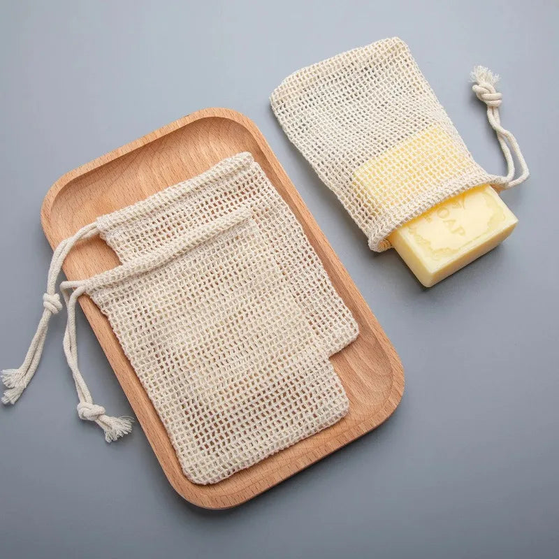 Eco-Friendly Handmade Natural Cotton Mesh Soap Pouch
