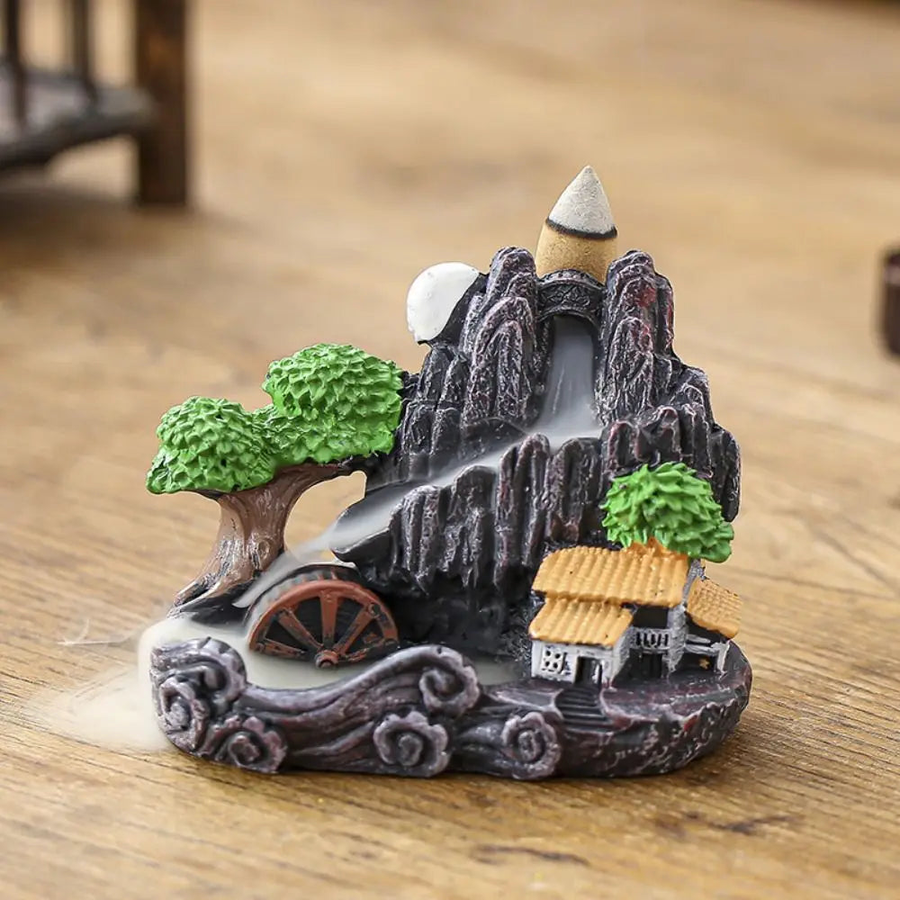 Waterfall Backflow Incense Burner – Resin Incense Holder for Home & Office