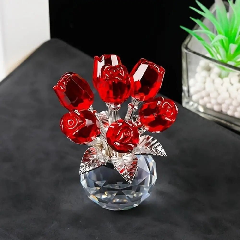 Crystal Rose Bouquet Sculpture — Handmade Rainbow Light Ornament