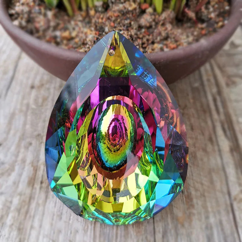 Crystal Prism Suncatcher — 76mm AB Rainbow
