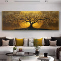 Golden Moon Tree Canvas Wall Art | Mystical Landscape Print for Living Room & Bedroom
