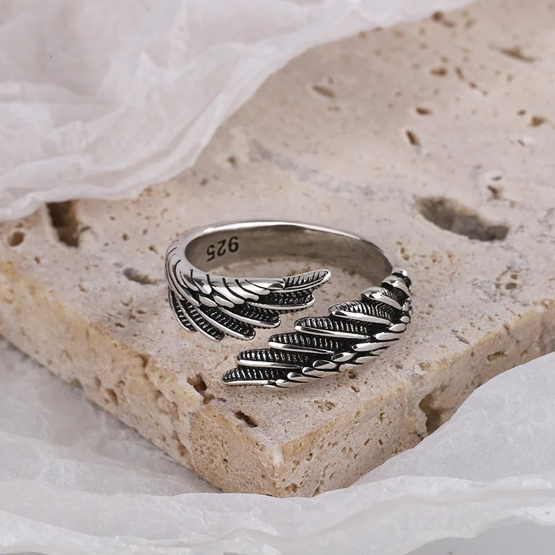 925 Sterling Silver Angel Wing Ring