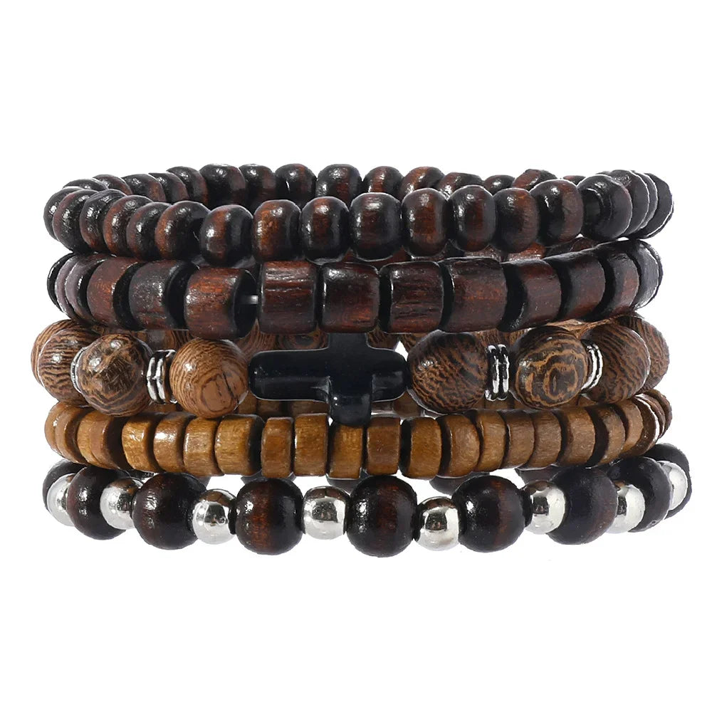 Vintage Multi-Layer Wooden Bead Bracelet | Boho Stacking Bracelet