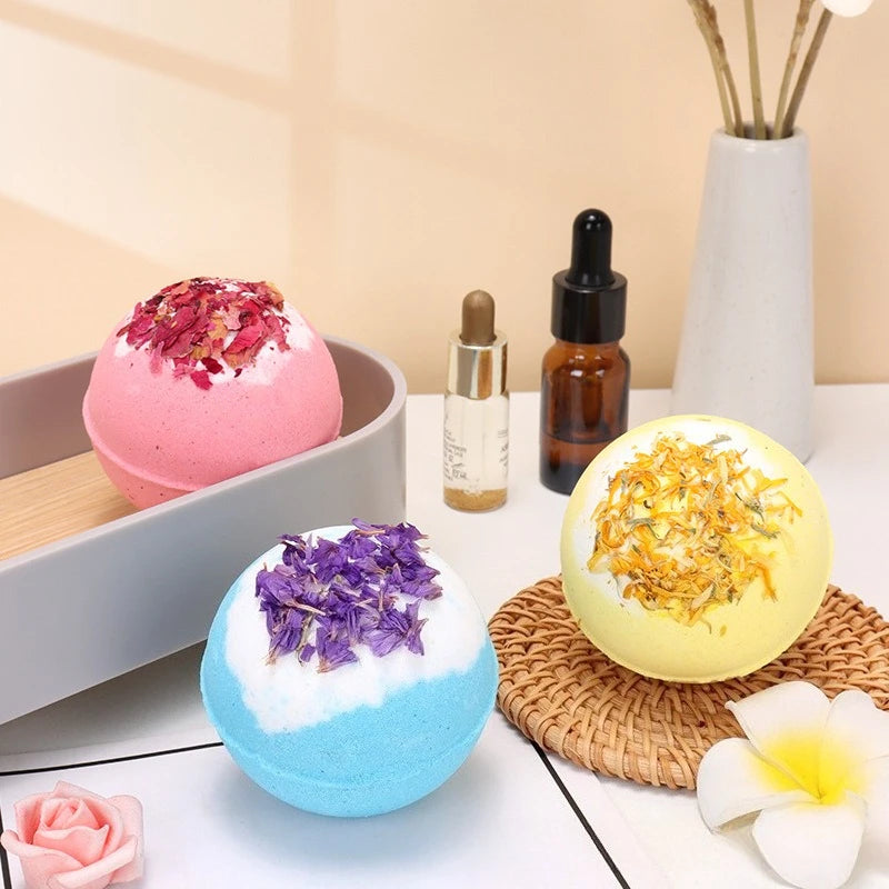 Botanical Bath Bombs with Dried Flowers & Essential Oils