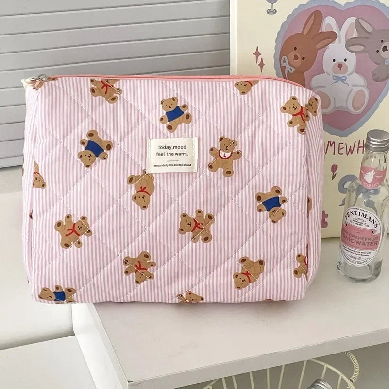 Cozy Bear Quilted Makeup Bag | Three Sizes