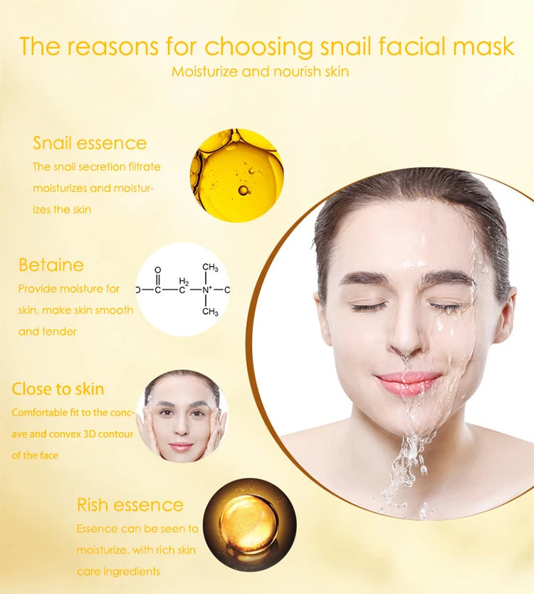 Snail & Hyaluronic Acid Face Sheet Mask – 10pcs | Korean Skincare