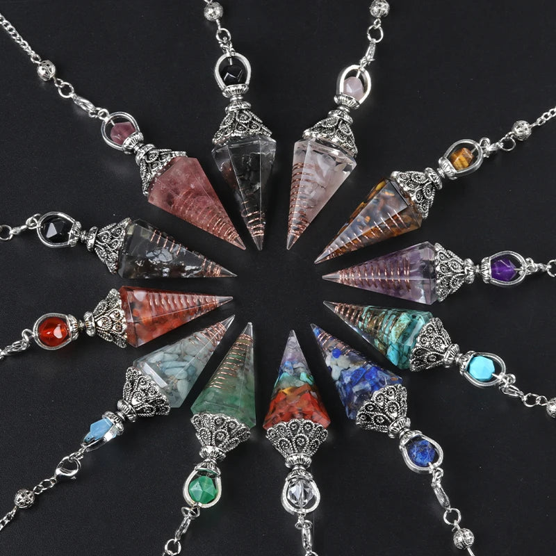 Crystal Pendulum Pendant | Natural Stone Dowsing Necklace