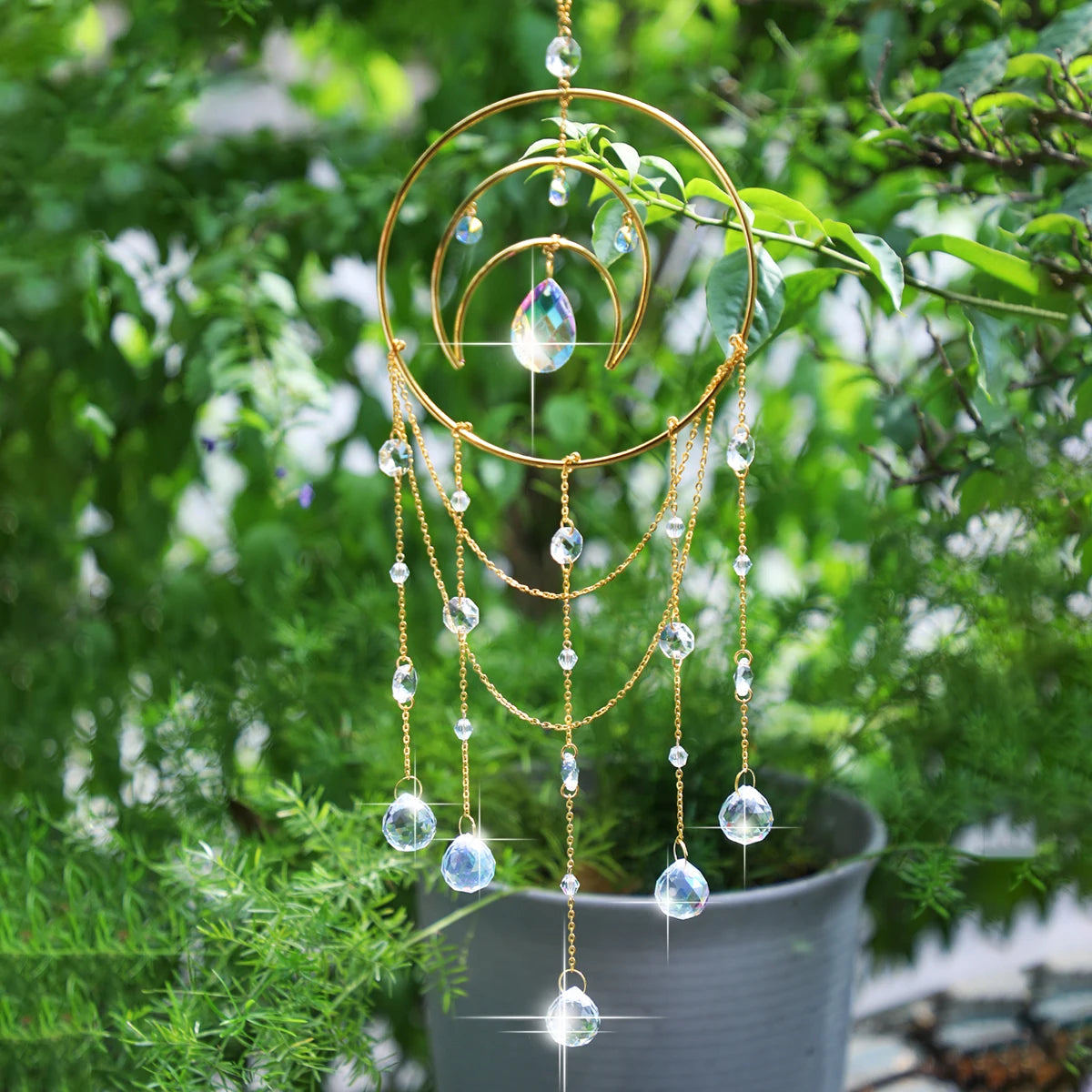 Moon Crystal Prism Suncatcher | Window Hanging