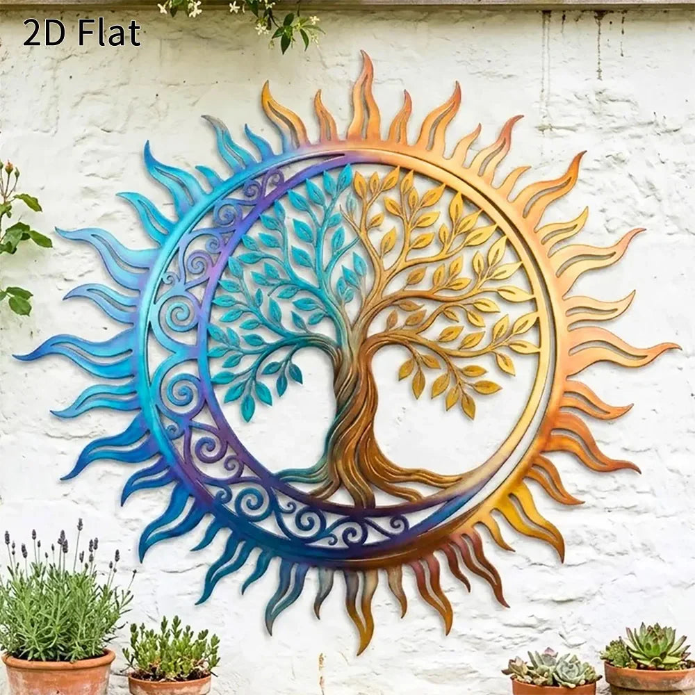 Tree of Life Sun & Moon Metal Wall Art