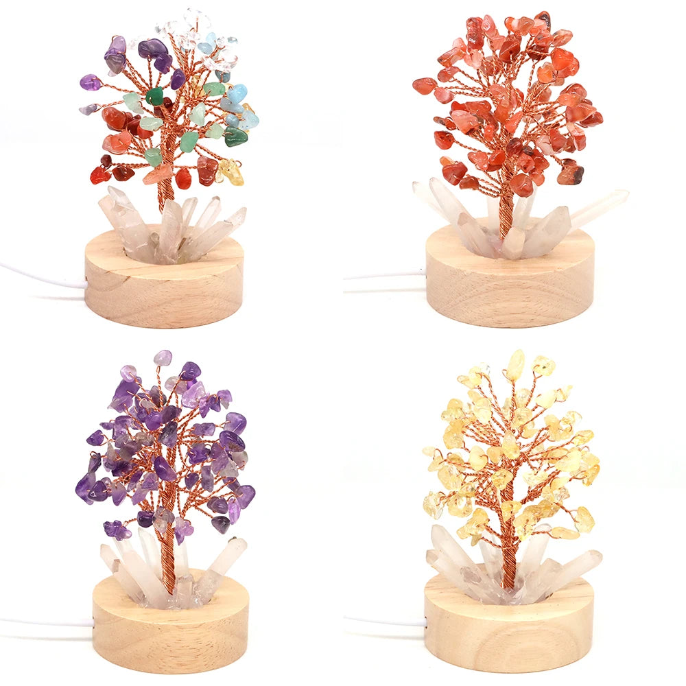 Crystal Tree Lamp – Natural Stone Reiki Healing Décor