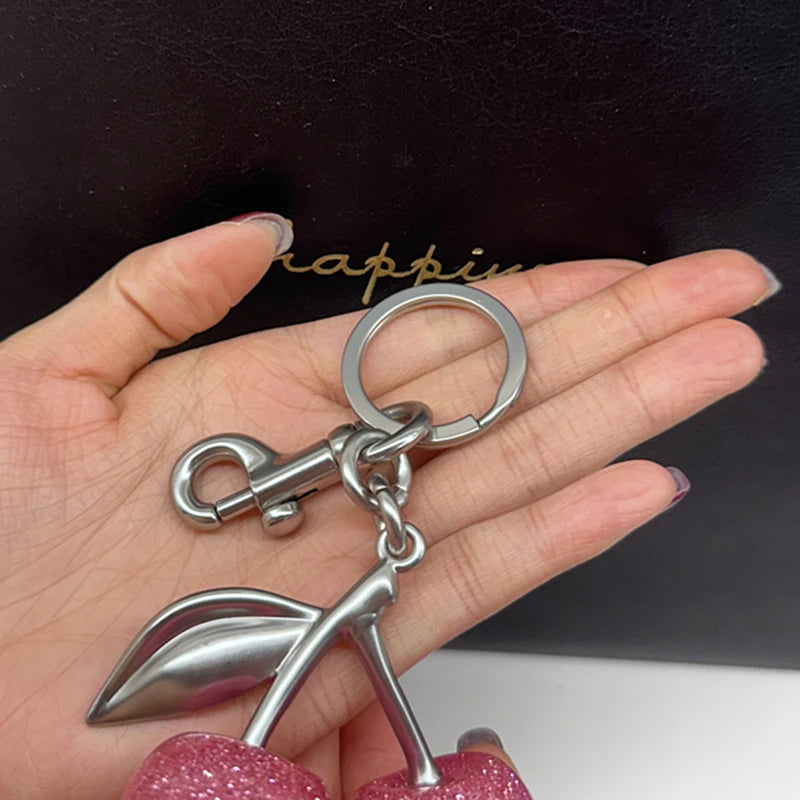 Pink Cherry Bag Charm Keychain | Cute Pendant Decoration for Handbags & Purses