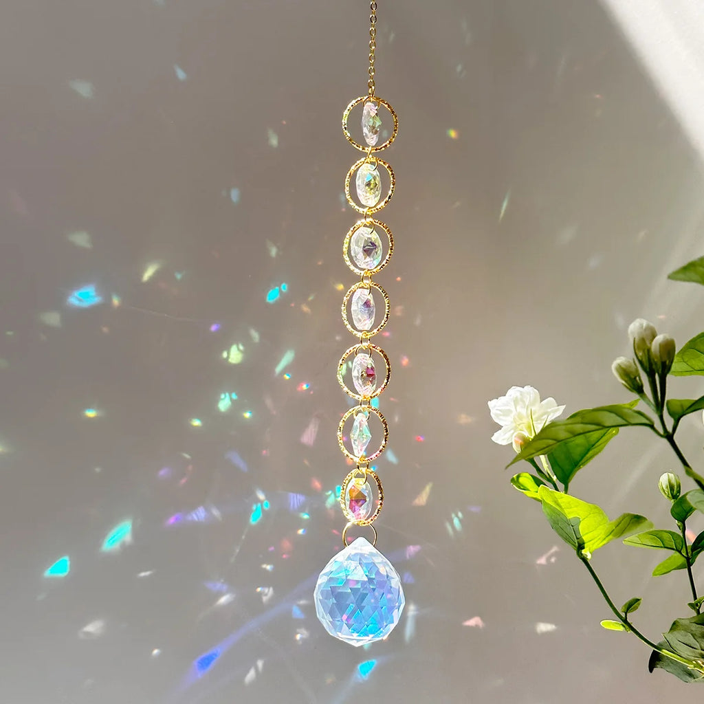 Rainbow Whimsy Crystal Suncatcher Mobile