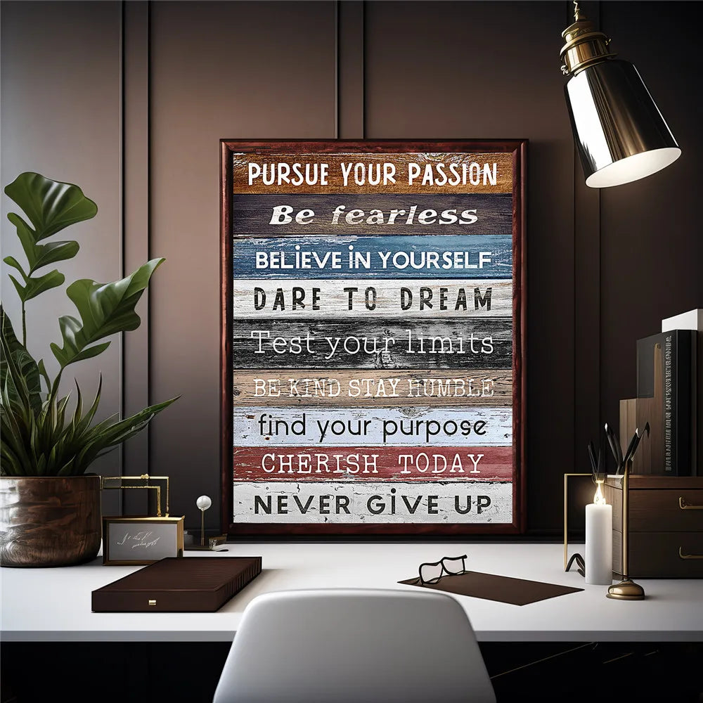 Never Give Up — Inspirational Abstract Canvas Wall Art