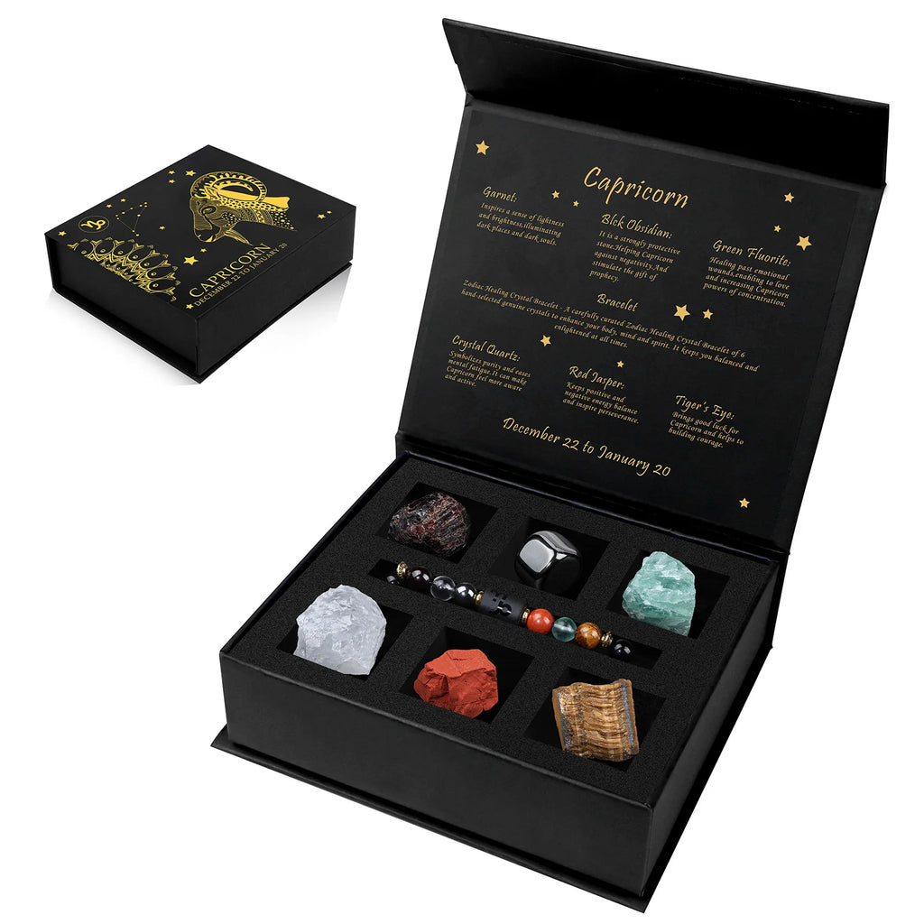 Zodiac Stone & Adjustable Bracelet Gift Box