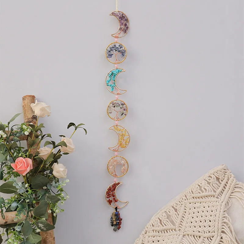 7 Chakra Crystal Tree of Life Hanging — Natural Gemstone Suncatcher