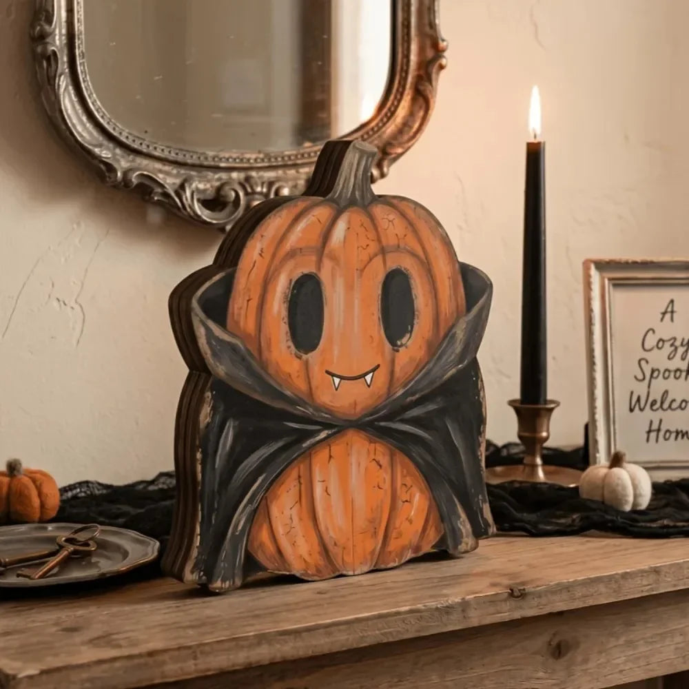 Halloween Retro Wooden Block Decor | Ghost, Black Cat, Pumpkin & Witch Figures