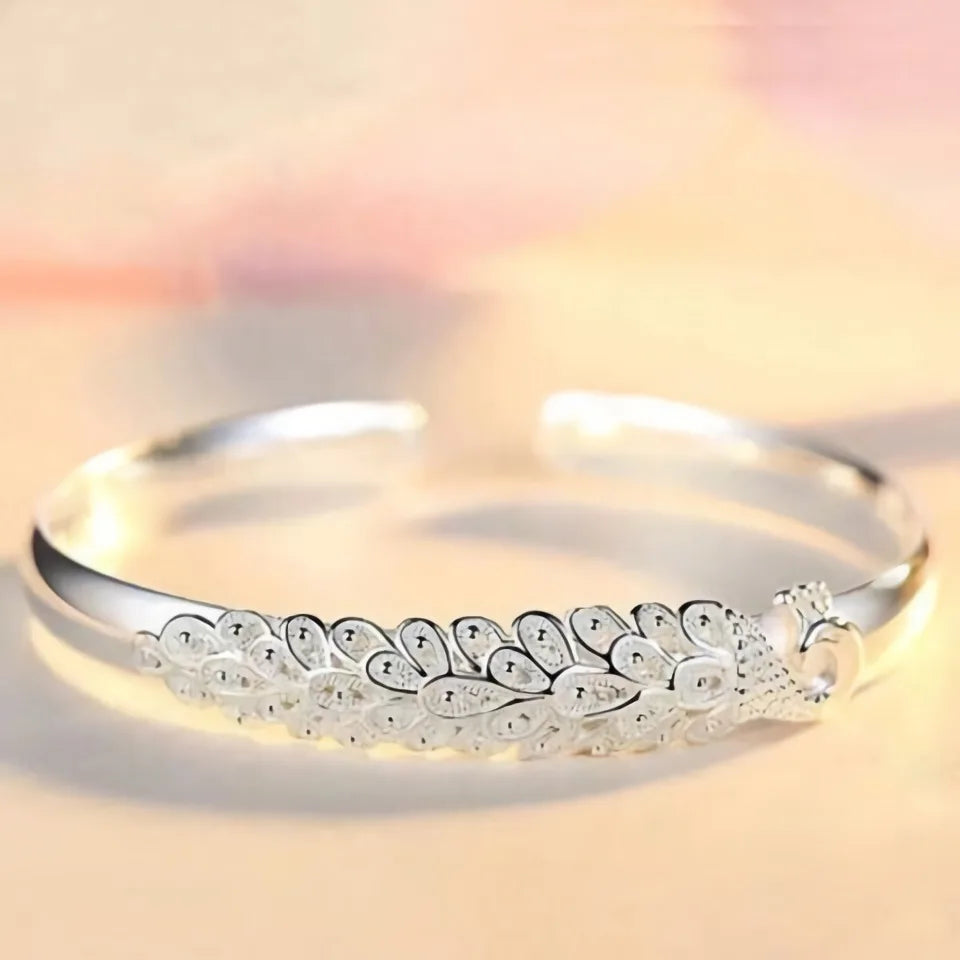 925 Sterling Silver Elegant Peacock Bracelet