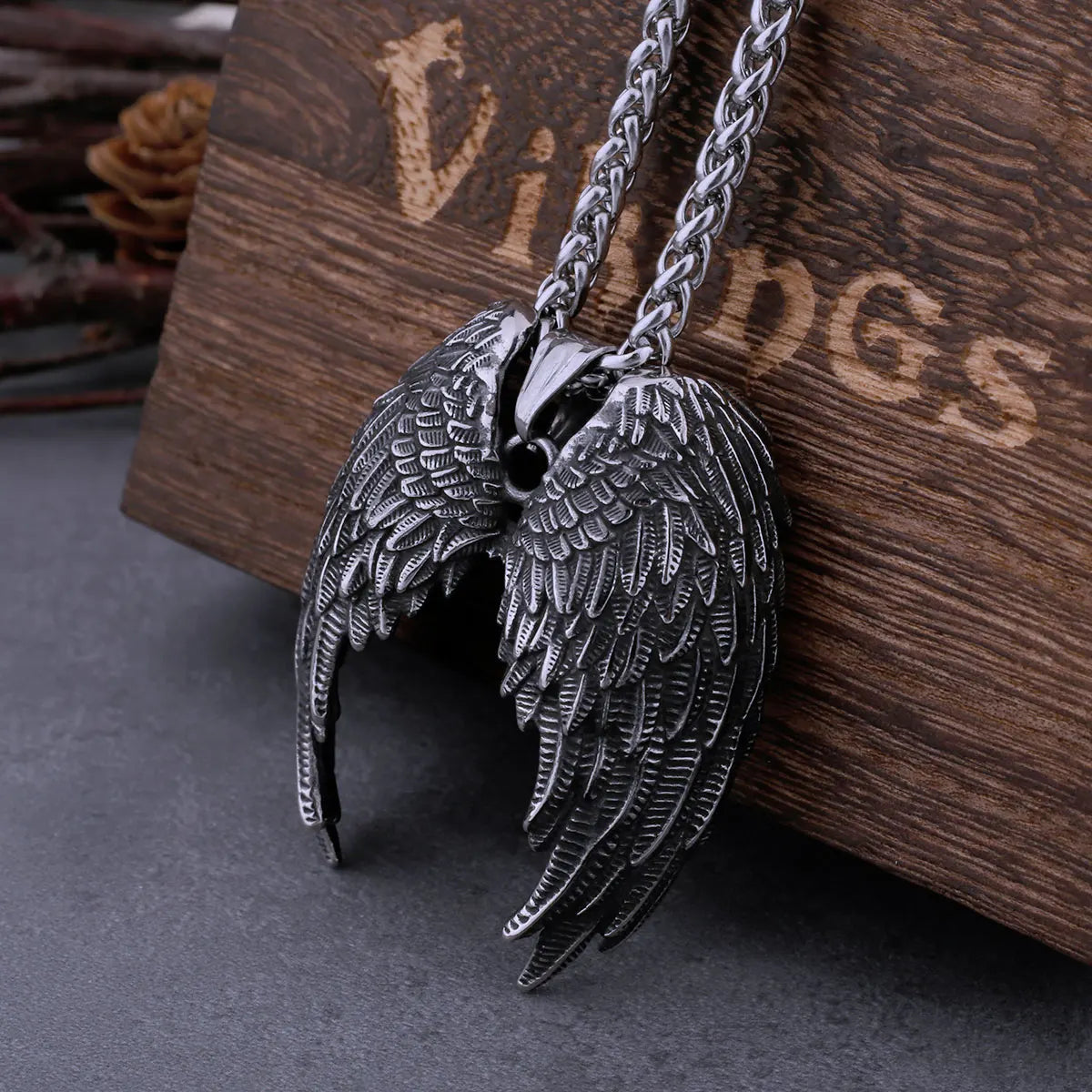 Angel Wings Pendant Necklace | Stainless Steel Gothic & Vintage Jewelry