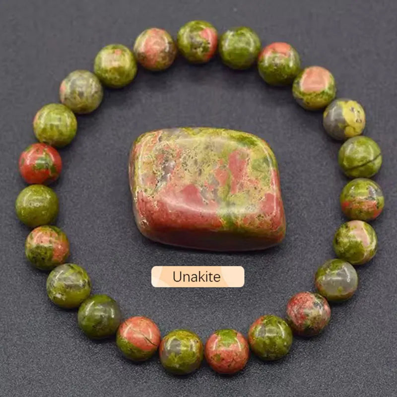Natural Gemstone Beaded Bracelet — Healing Crystal Stretch Bracelet