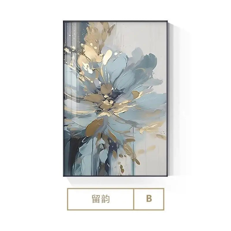 Abstract Blue Floral Canvas Wall Art | Boho Living Room & Bedroom Decor