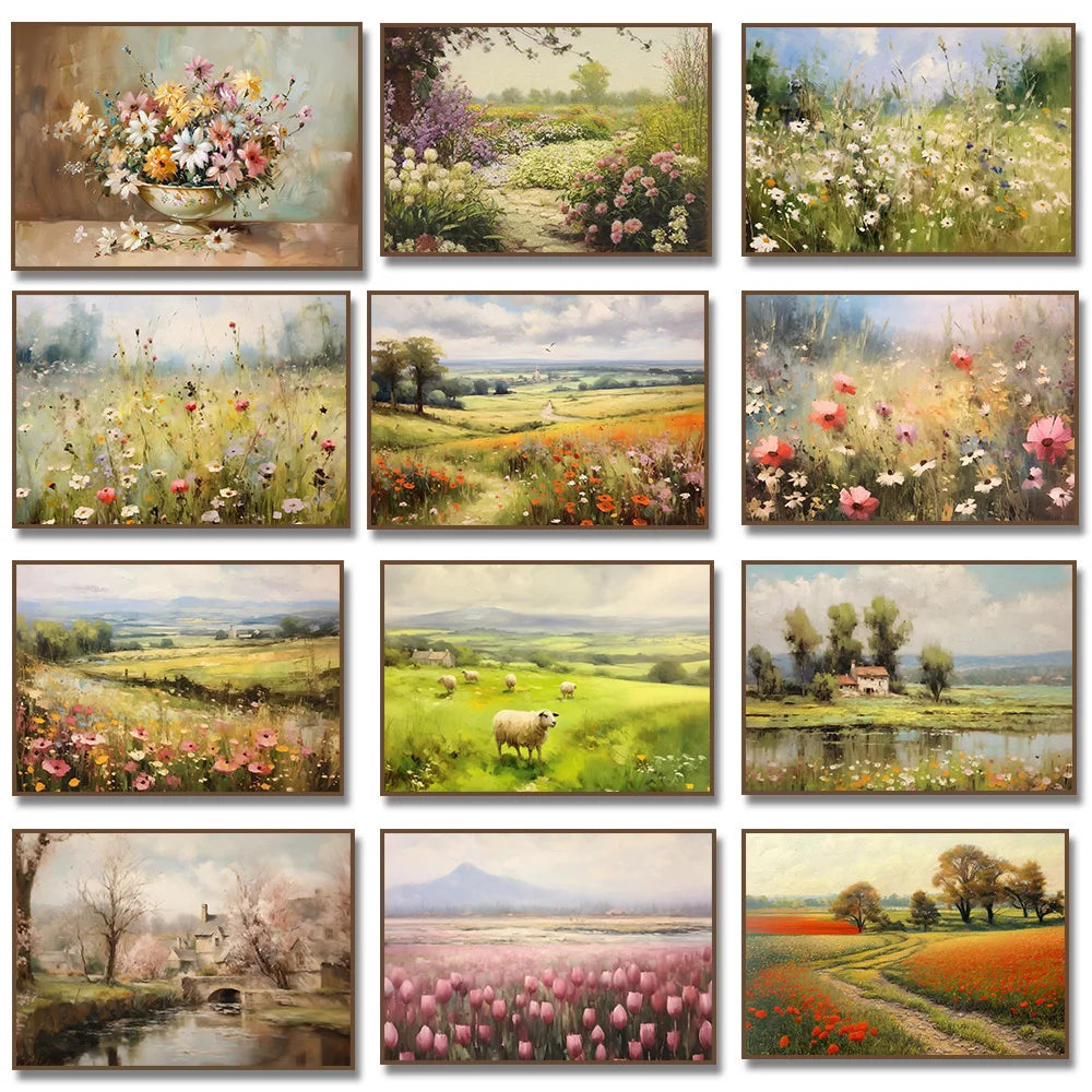 Wildflower Meadow Canvas Print | Unframed Countryside Wall Art
