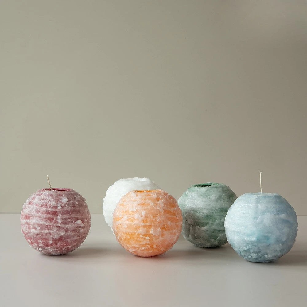 Handmade Spherical Aromatherapy Candle — Rotating Line Art Design
