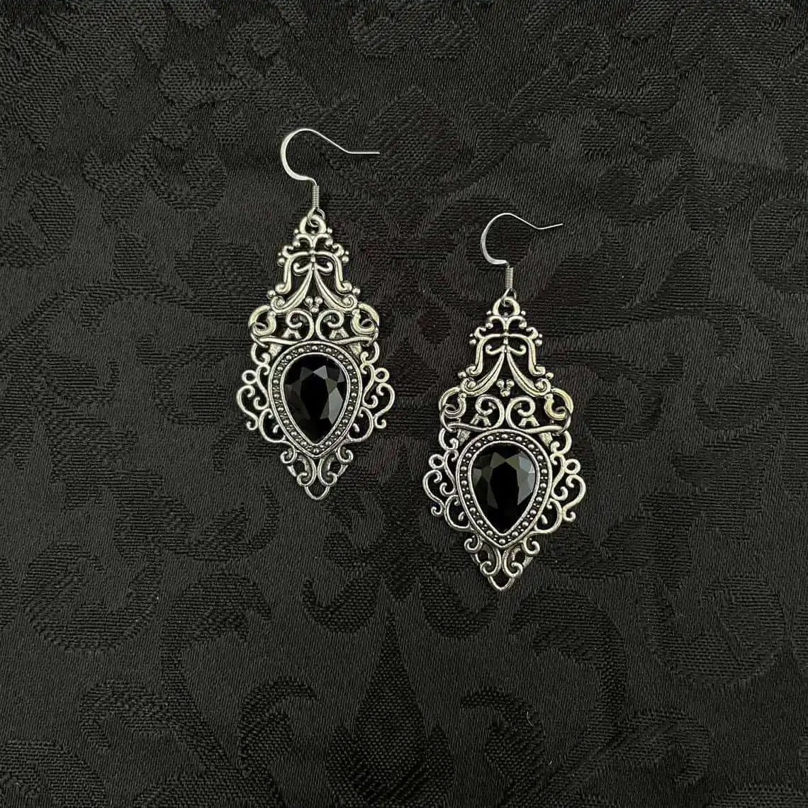 Carved Cameo Gothic Drop Earrings