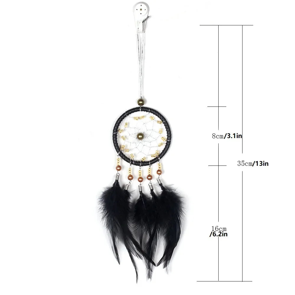 Dream Catcher Car Pendant | Feather & Crystal Rearview Mirror Charm