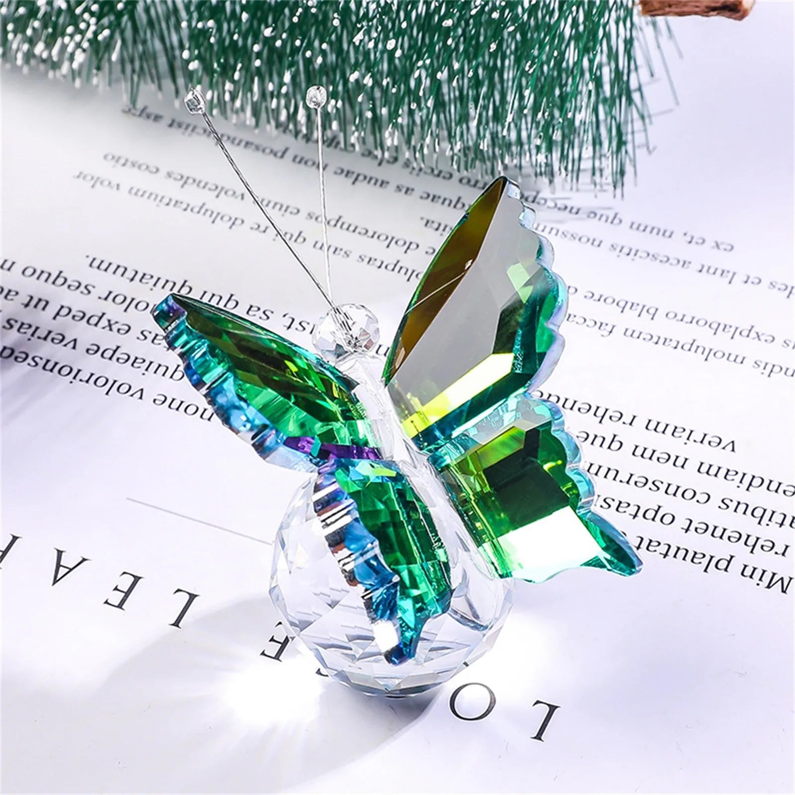 Crystal Cut Butterfly Ornament — Glass Figurine Desk & Home Décor