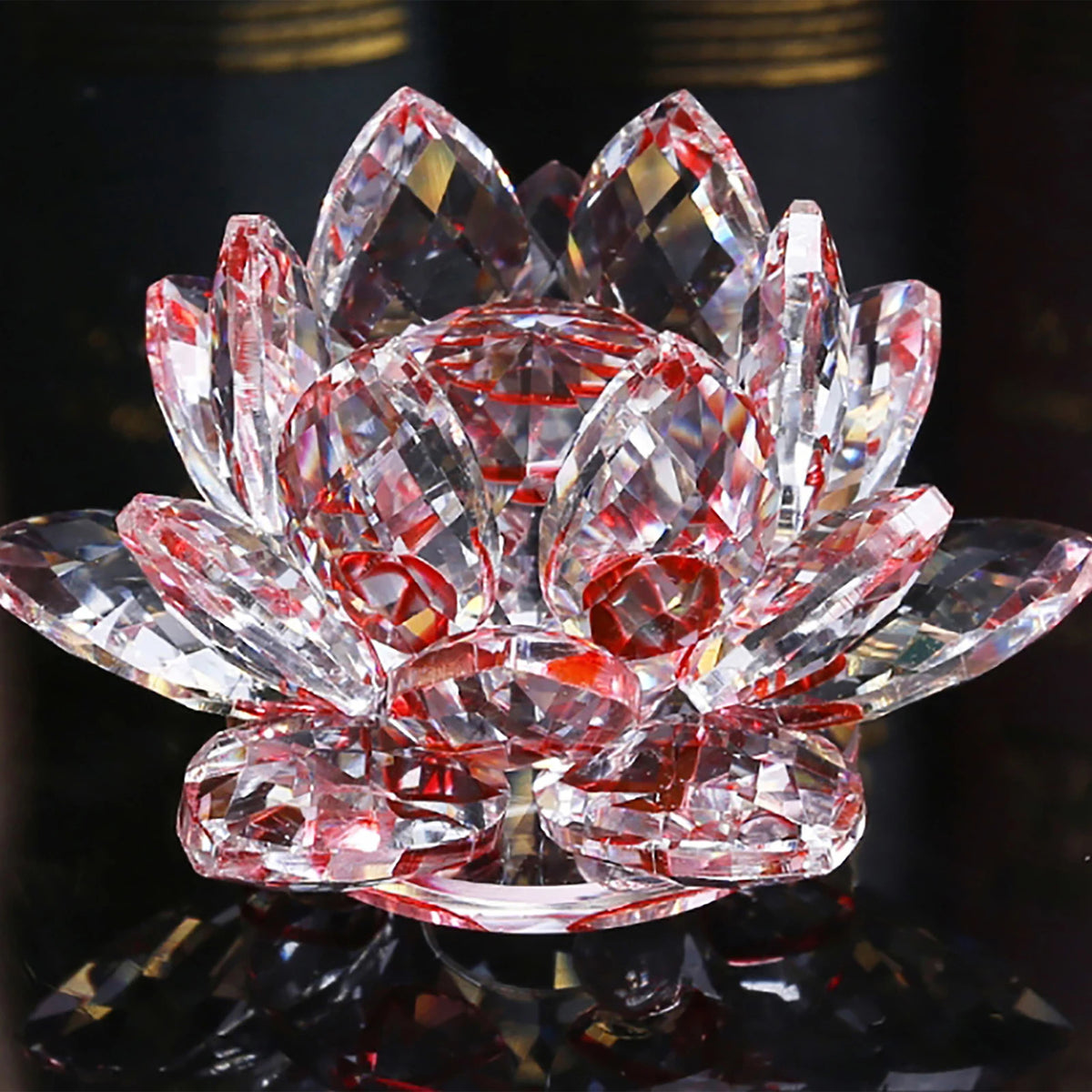 Crystal Lotus Flower Figurine | Sparkling Glass Décor in 8 Colors