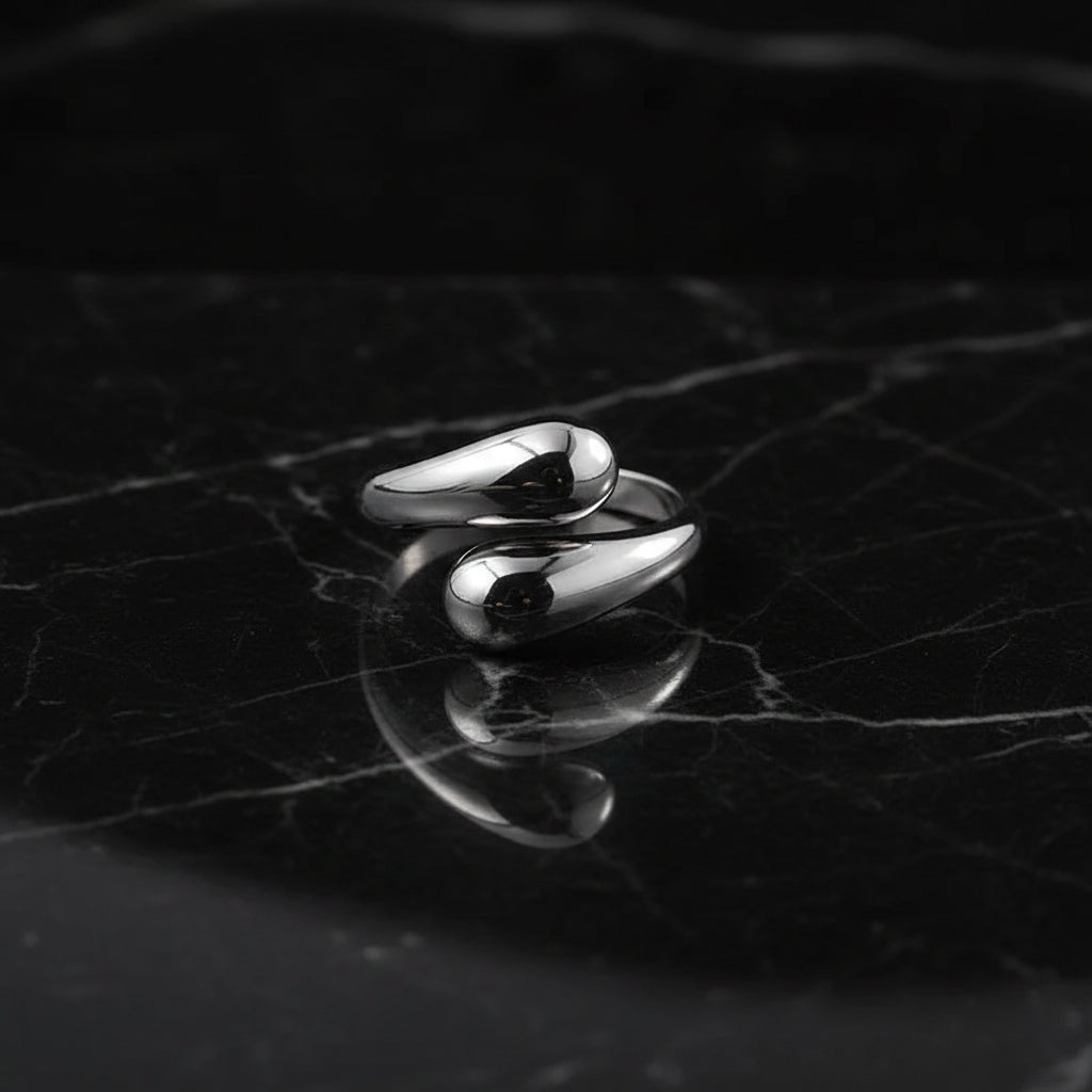 925 Sterling Silver Teardrop Open Ring