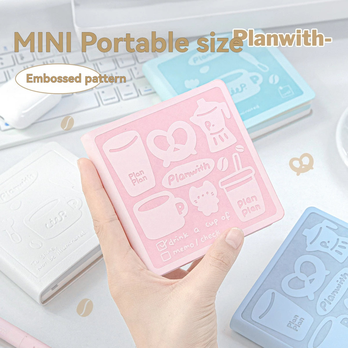 Mini Coffee Pocket Notebook | Embossed PU Cover in 6 Colors