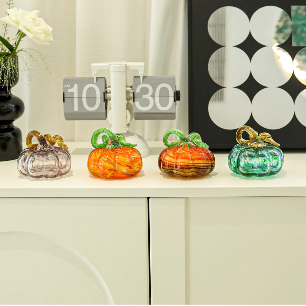 Hand-Blown Glass Pumpkin Figurine | Autumn Decor