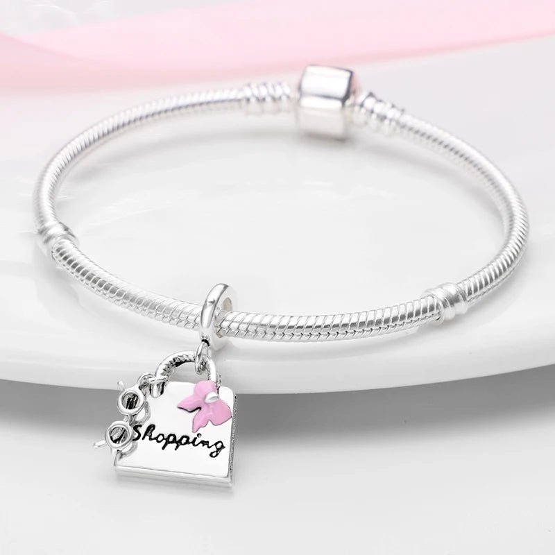 925 Sterling Silver Handbag Charm Pendant – Zircon DIY Bracelet & Necklace Gift