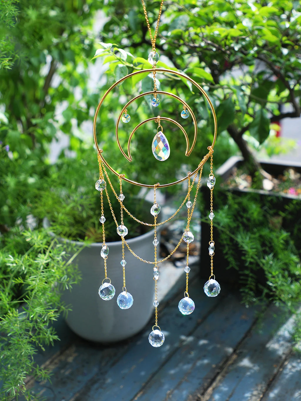 Moon Crystal Prism Suncatcher | Window Hanging