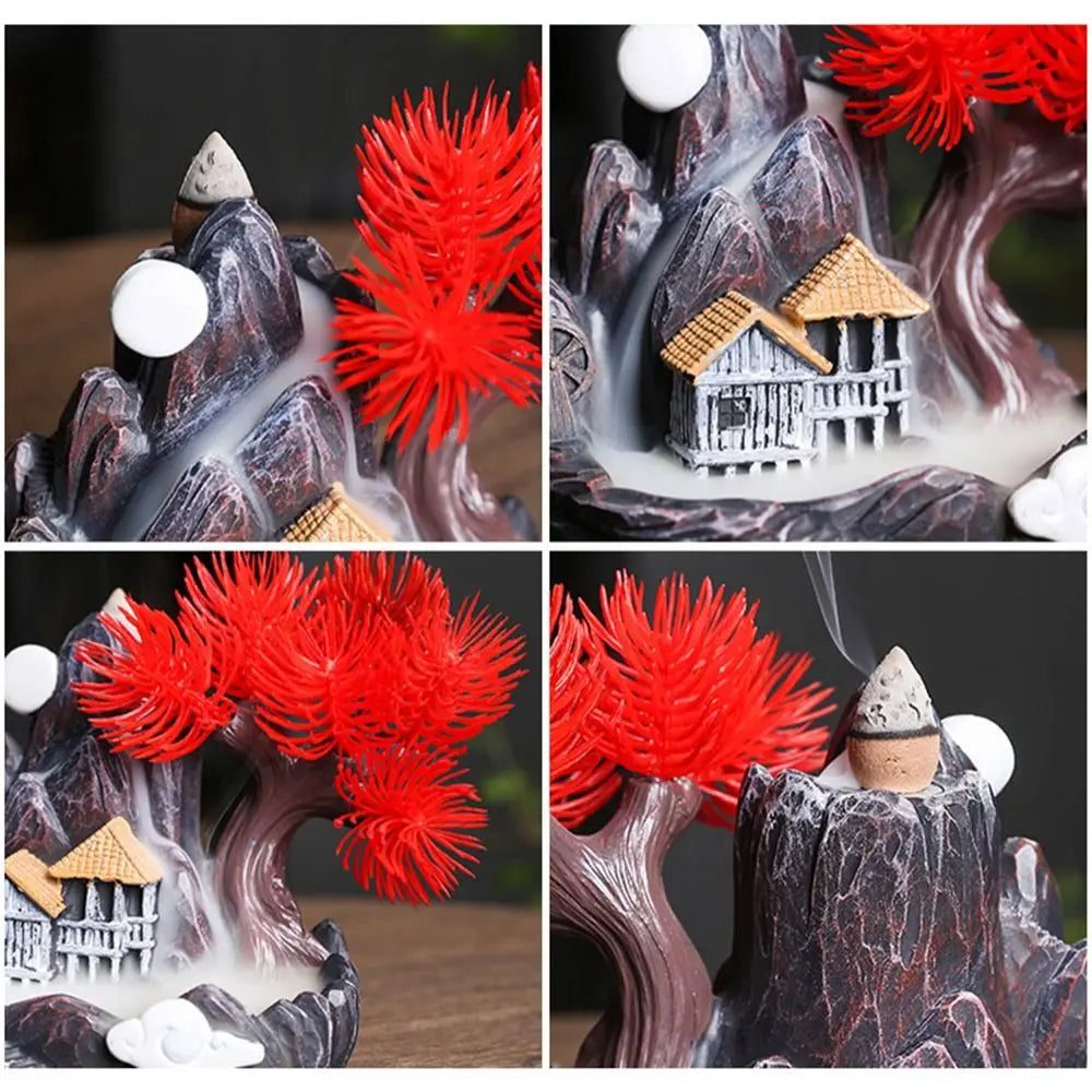 Waterfall Backflow Incense Burner – Resin Incense Holder for Home & Office