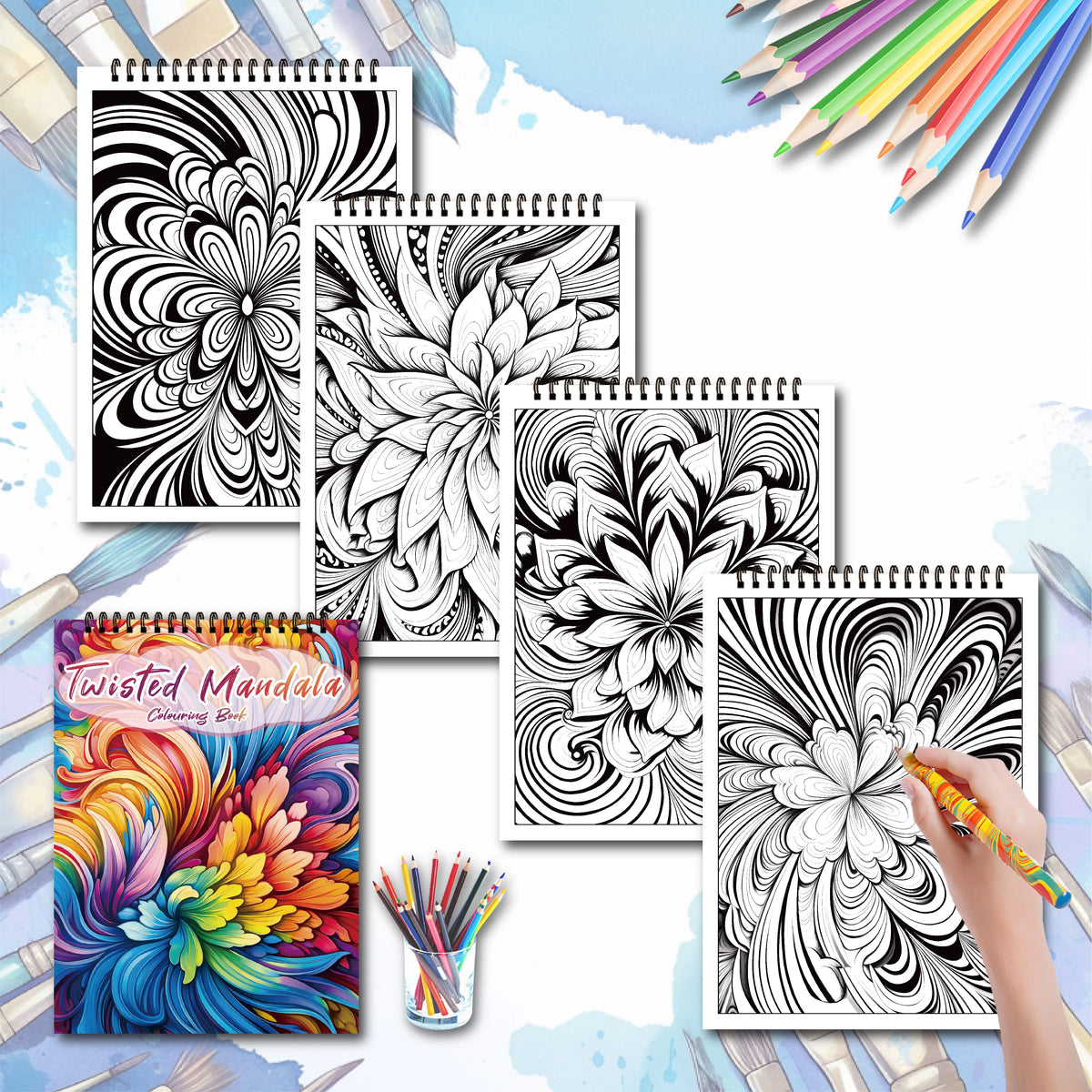 Healing Art Coloring Book Set – 3 Books, 90 Designs for Adults & Teens