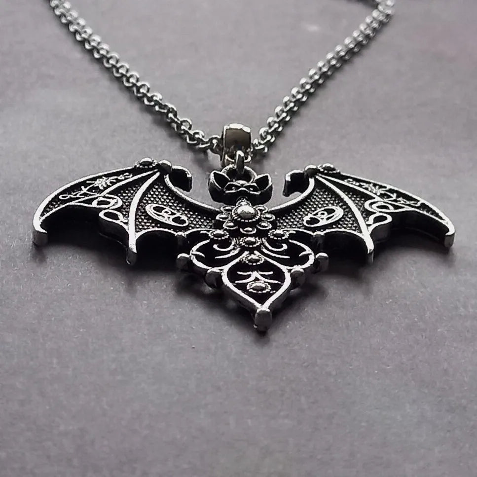 Vampire Bat Necklace | Gothic Bat Charm Choker | Halloween Witch Jewelry Gift