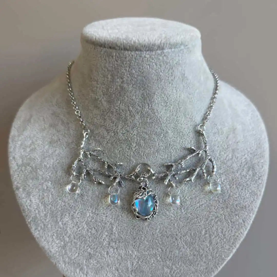 Moonstone Branch Choker Necklace — Gothic Witch Jewelry