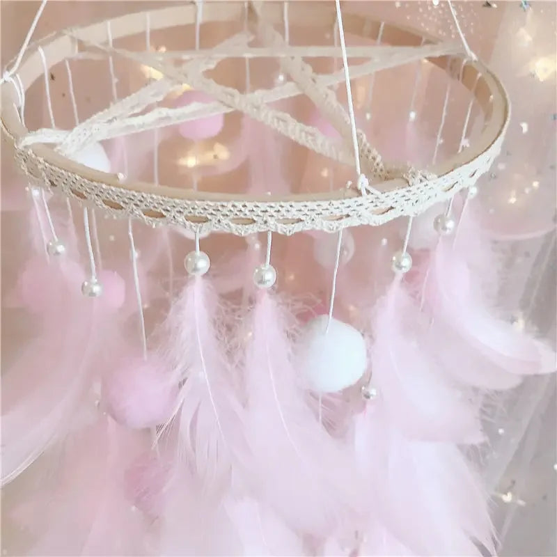 Feather Dream Catcher Wind Chime | Boho Nursery & Bedroom Wall Hanging
