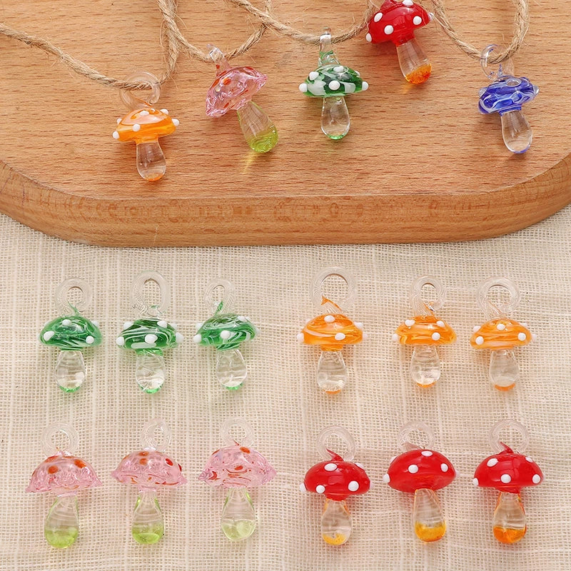 Lampwork Glass Mushroom Charm Bead – DIY Jewelry Pendant